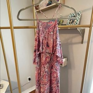 Hot pink paisley halter dress